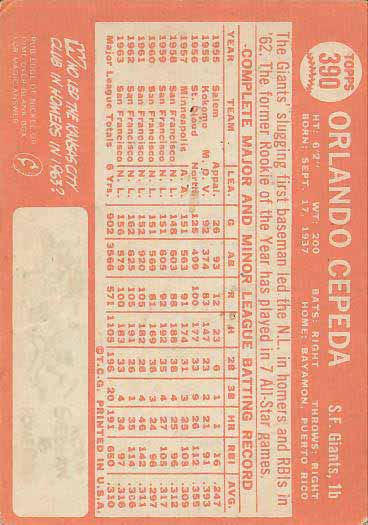 1964 Orlando  Cepeda