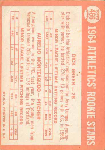 1964 Athletics  Rookies - Dick Green / Aurelio Monteagudo