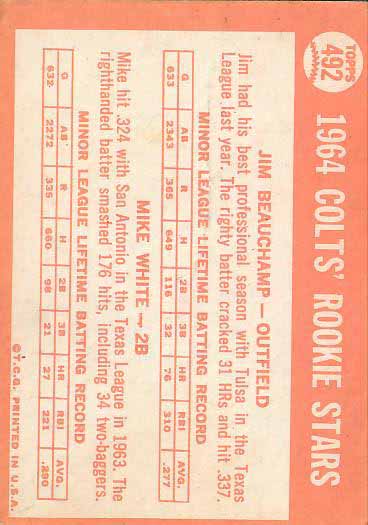 1964 Colts  Rookies Jim Beauchamp / Mike White