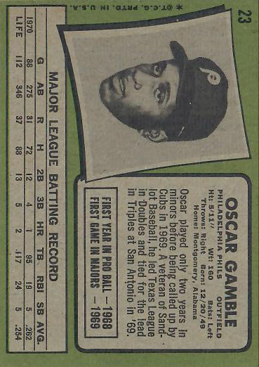 1971 Oscar  Gamble