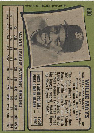 1971 Willie  Mays