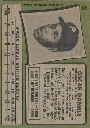 1971 Oscar  Gamble