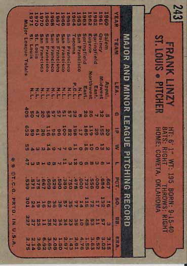 1972 Frank  Linzy