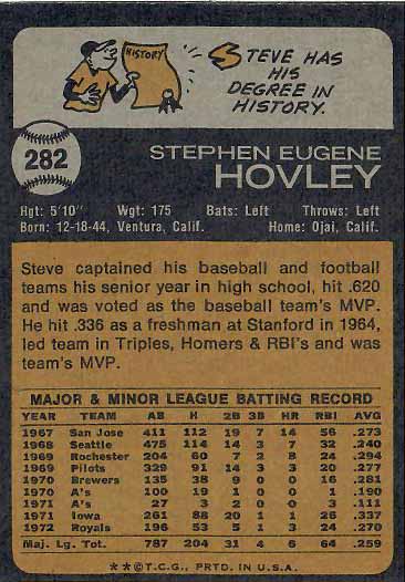 1973 Steve  Hovley