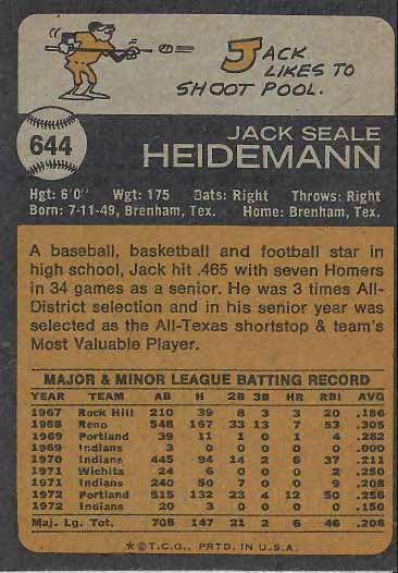 1973 Jack  Heidemann