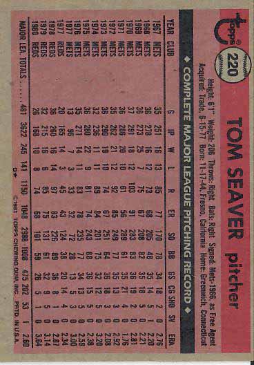 1981 Tom  Seaver