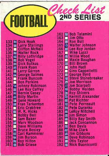 1969 2nd series Checklist